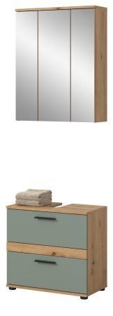 Badm�bel Set 2-teilig Bailey in Salbei und Artisan Eiche Badkombination 60 x 191 cm