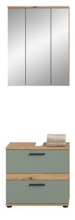 Badm�bel Set 2-teilig Bailey in Salbei und Artisan Eiche Badkombination 60 x 191 cm