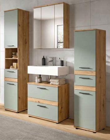 Badm�bel Set 4-teilig Bailey in Salbei und Artisan Eiche Badkombination 164 x 191 cm