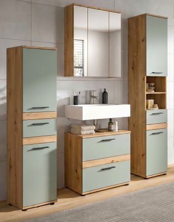 Badm�bel Set 4-teilig Bailey in Salbei und Artisan Eiche Badkombination 164 x 191 cm