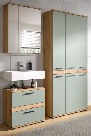 Badm�bel Set 3-teilig Bailey in Salbei und Artisan Eiche Badkombination 167 x 191 cm