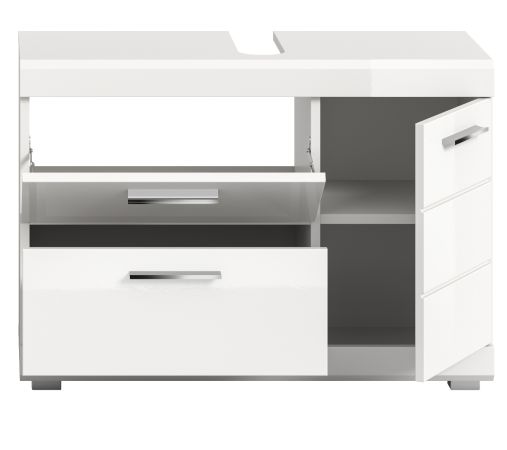 Waschbeckenunterschrank Shawn in wei� Hochglanz Badezimmer Unterschrank 80 cm