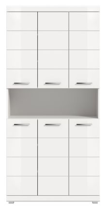 Badezimmer Hochschrank Shawn in wei� Hochglanz Badschrank 90 x 191 cm