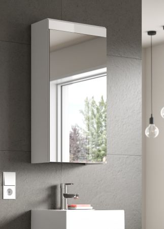 Badezimmer Spiegelschrank Shawn in wei� Hochglanz Badschrank mit Spiegel 40 x 79 cm