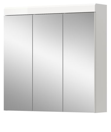 Badezimmer Spiegelschrank Shawn in wei� Hochglanz Badschrank 3-t�rig 80 x 79 cm