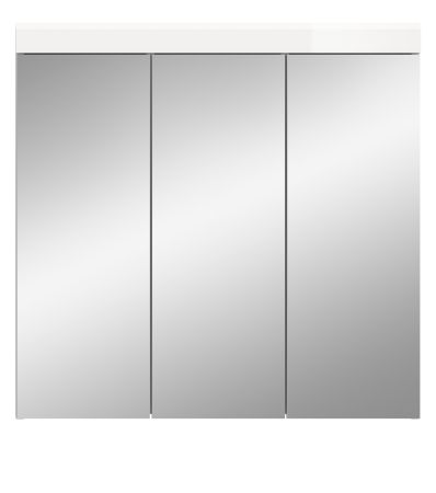 Badezimmer Spiegelschrank Shawn in wei� Hochglanz Badschrank 3-t�rig 80 x 79 cm