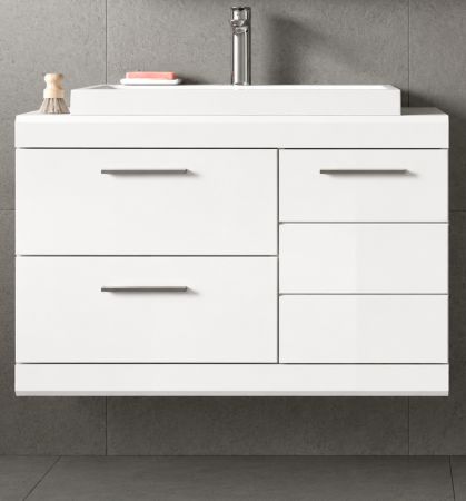 Waschtisch Set Shawn in wei� Hochglanz Waschbeckenunterschrank MIT Waschbecken 80 cm