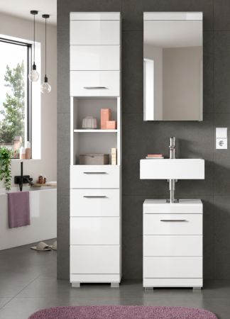 Badm�bel Set 2-teilig Shawn in wei� Hochglanz Badkombination 40 x 191 cm