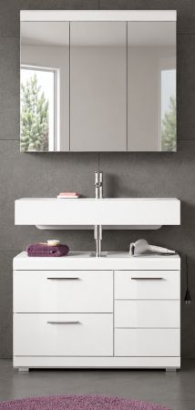 Badm�bel Set 2-teilig Shawn in wei� Hochglanz Badkombination 80 x 191 cm