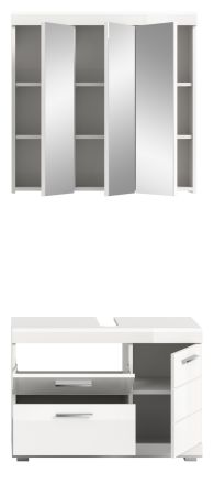 Badm�bel Set 2-teilig Shawn in wei� Hochglanz Badkombination 80 x 191 cm