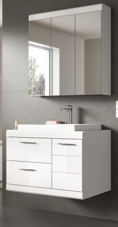 Badm�bel Set 3-teilig Shawn in wei� Hochglanz Badkombination mit Waschbecken 80 x 191 cm