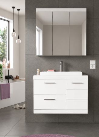 Badm�bel Set 3-teilig Shawn in wei� Hochglanz Badkombination mit Waschbecken 80 x 191 cm