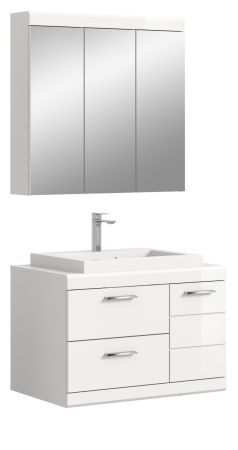Badm�bel Set 3-teilig Shawn in wei� Hochglanz Badkombination mit Waschbecken 80 x 191 cm