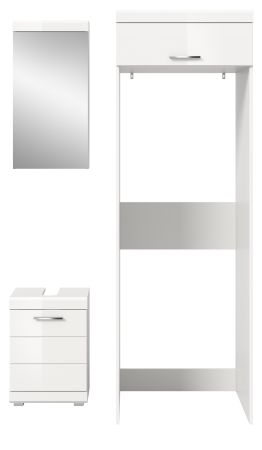 Badm�bel Set 3-teilig Shawn in wei� Hochglanz Badkombination 121 x 200 cm