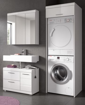 Badm�bel Set 3-teilig Shawn in wei� Hochglanz Badkombination 161 x 200 cm