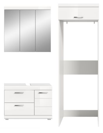 Badm�bel Set 3-teilig Shawn in wei� Hochglanz Badkombination 161 x 200 cm