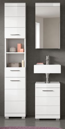 Badm�bel Set 3-teilig Shawn in wei� Hochglanz Badkombination 92 x 200 cm