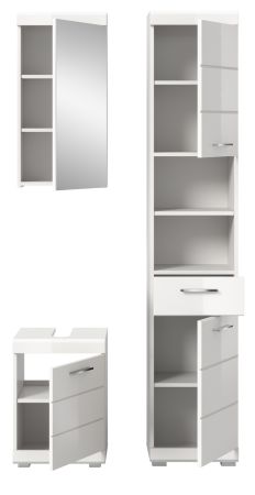Badm�bel Set 3-teilig Shawn in wei� Hochglanz Badkombination 92 x 200 cm