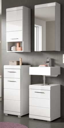 Badm�bel Set 4-teilig Shawn in wei� Hochglanz Badkombination 92 x 191 cm