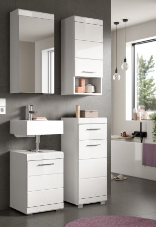 Badm�bel Set 4-teilig Shawn in wei� Hochglanz Badkombination 92 x 191 cm