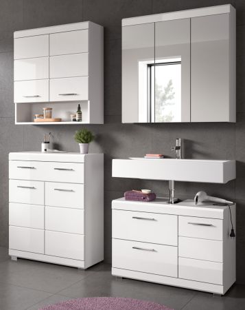 Badm�bel Set 4-teilig Shawn in wei� Hochglanz Badkombination 169 x 191 cm