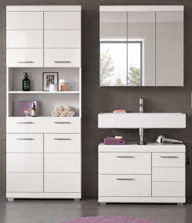Badm�bel Set 3-teilig Shawn in wei� Hochglanz Badkombination 169 x 191 cm