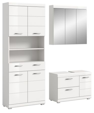 Badm�bel Set 3-teilig Shawn in wei� Hochglanz Badkombination 169 x 191 cm