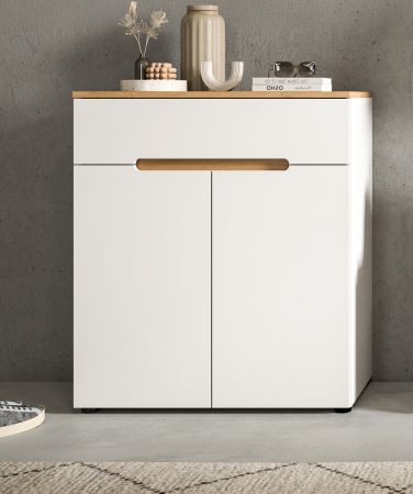 Flurkommode Cooper in wei� und Artisan Eiche Schuhschrank 80 x 94 cm, Soft-Close
