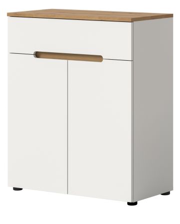 Flurkommode Cooper in wei� und Artisan Eiche Schuhschrank 80 x 94 cm, Soft-Close