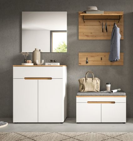 Garderobe Set 5-teilig Cooper in wei� und Artisan Eiche 175 cm, Soft-Close