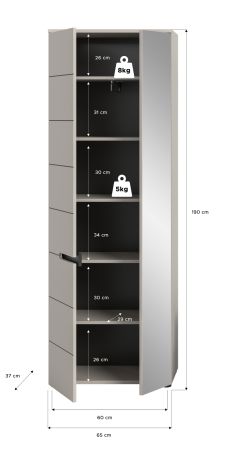 Garderobenschrank Cooper in Kaschmir 65 x 190 cm variable Inneneinteilung, Soft-Close