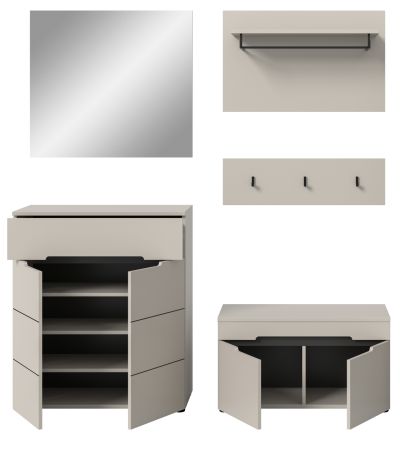 Garderobe Set 5-teilig Cooper in Kaschmir 175 cm, Soft-Close