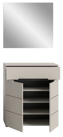 Garderobe Set 2-teilig Cooper in Kaschmir Schuhkommode und Spiegel, Soft-Close
