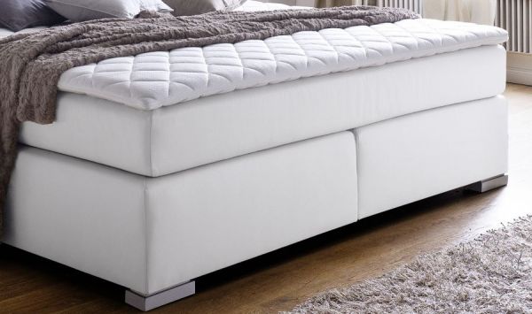 Boxspringbett Isabelle 200 x 200 cm Leder Optik wei� Taschenfederkern Matratze
