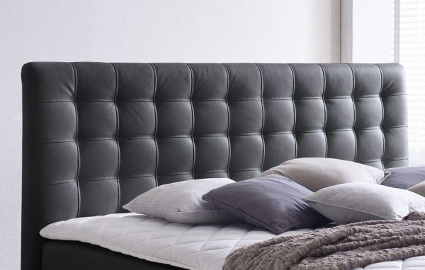 Boxspringbett Isabelle 160 x 200 cm Leder Optik schwarz Taschenfederkern Matratze