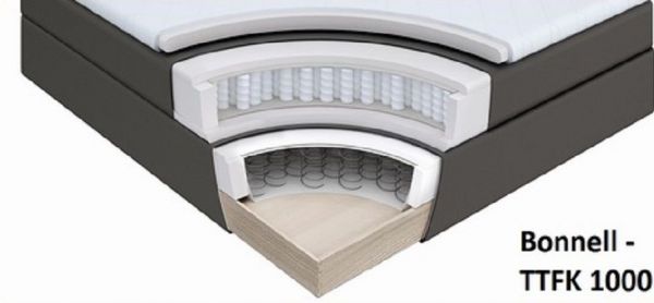 Boxspringbett Isabelle 200 x 200 cm Leder Optik muddy 7 Zonen Multi Tonnentaschenfederkern Matratze