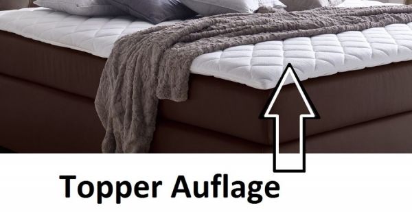 Boxspringbett Isabelle 200 x 200 cm Leder Optik braun 7 Zonen Multi Tonnentaschenfederkern Matratze
