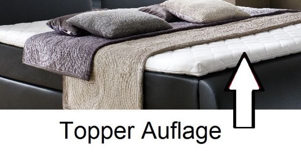 Boxspringbett Isabelle 180 x 200 cm Leder Optik schwarz 7 Zonen Tonnentaschenfederkern Matratze