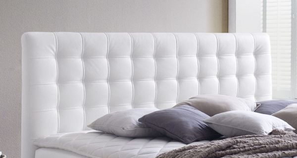 Boxspringbett Isabelle 160 x 200 cm Leder Optik wei� 7 Zonen Tonnentaschenfederkern Matratze