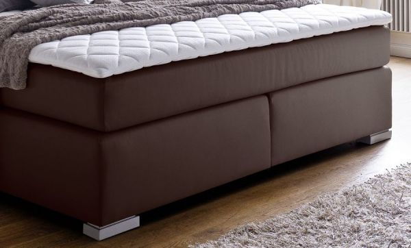 Boxspringbett Isabelle 160 x 200 cm Leder Optik braun 7 Zonen Multi Tonnentaschenfederkern Matratze