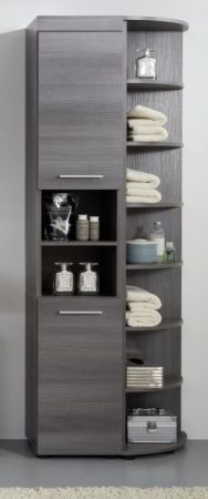 Badezimmer Hochschrank Pebble in Sardegna grau Rauchsilber Badschrank 30 x 190 cm