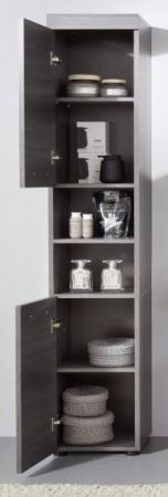 Badezimmer Hochschrank Pebble in Sardegna grau Rauchsilber Badschrank 30 x 190 cm
