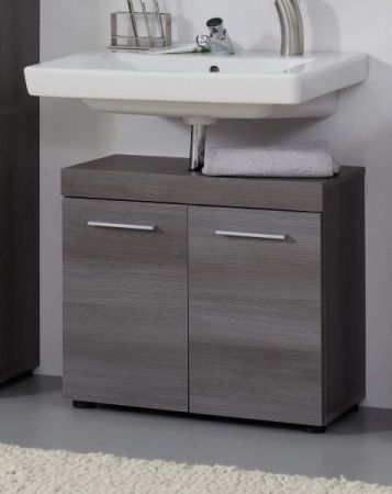 Badezimmer Waschbeckenunterschrank Pebble in Sardegna grau Rauchsilber Badschrank 2-t�rig 58 x 57 cm