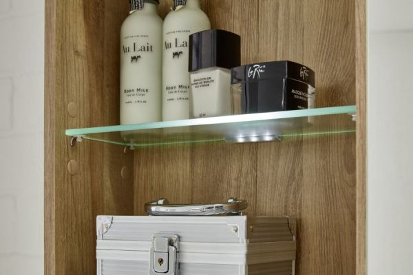 Badezimmer: Spiegelschrank Bay Eiche Riviera, Beton grau (123x71 cm)