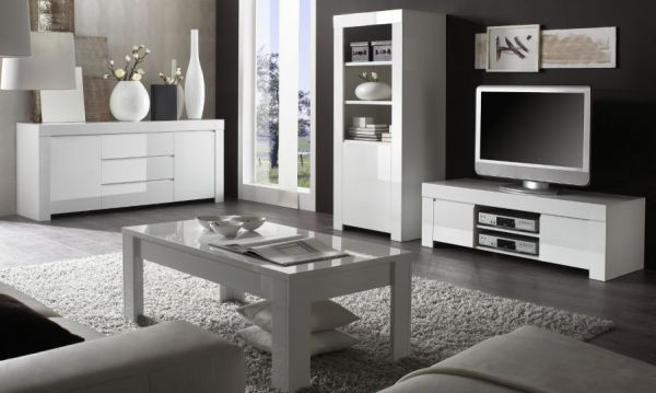 Couchtisch Livorno wei� Hochglanz Lack 122 x 65 cm