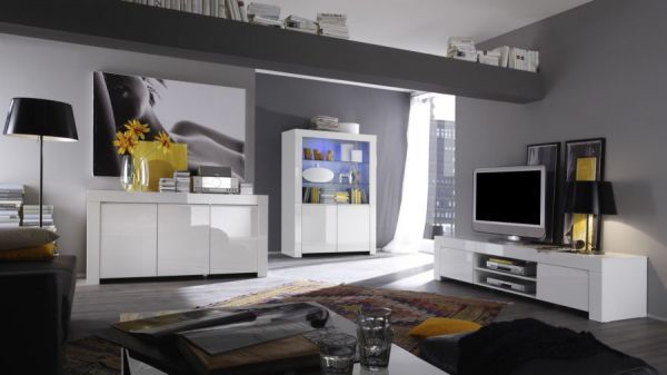 Sideboard wei� Hochglanz Lack aus Italien Kommode Livorno 160x84 cm