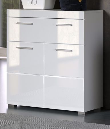 Badezimmer Kommode Adamo in wei� Hochglanz Badschrank 73 x 79 cm