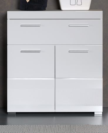 Badezimmer Kommode Adamo in wei� Hochglanz Badschrank 73 x 79 cm