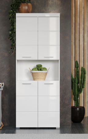 Badezimmer: Hochschrank Adamo in wei� Hochglanz 73 x 190 cm