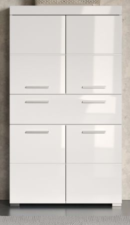 Badezimmer Midischrank Adamo in wei� Hochglanz Badschrank 73 x 132 cm